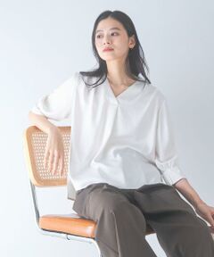 URBAN RESEARCH ROSSO / アーバンリサーチ ロッソ シャツ・ブラウス | シルキーツイルVネックブラウス