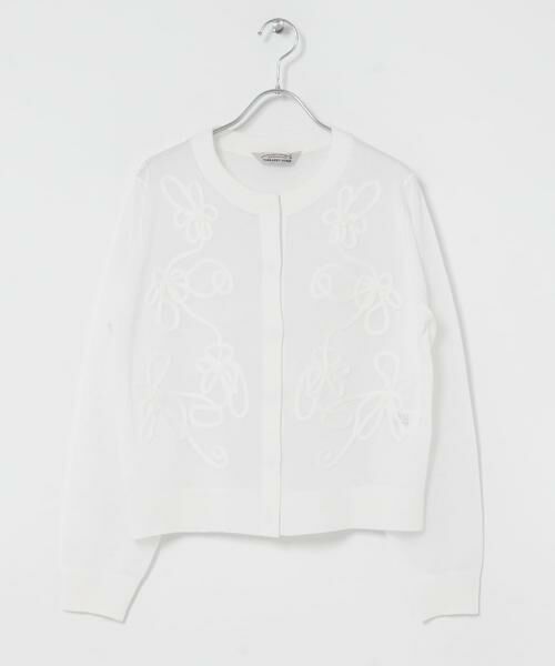 URBAN RESEARCH ROSSO / アーバンリサーチ ロッソ カーディガン・ボレロ | Torrazzo Donna　CORD LACE SHEER CARDIGAN（ホワイト）