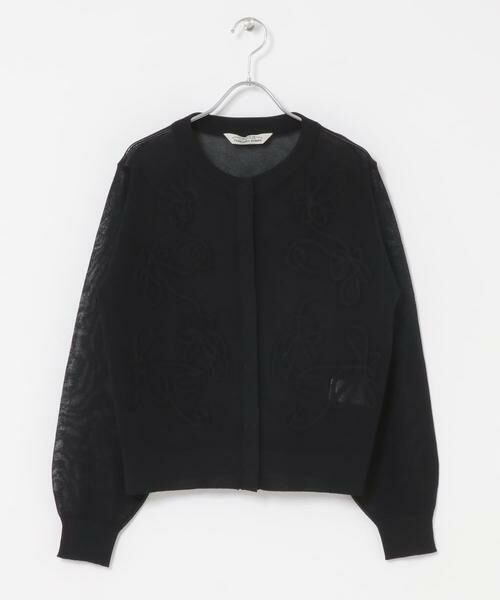 URBAN RESEARCH ROSSO / アーバンリサーチ ロッソ カーディガン・ボレロ | Torrazzo Donna　CORD LACE SHEER CARDIGAN（ブラック）