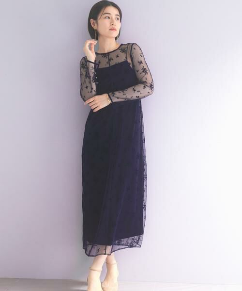 URBAN RESEARCH ROSSO / アーバンリサーチ ロッソ ドレス | kaene　フロッキーベロア2WAYドレス（ネイビー）