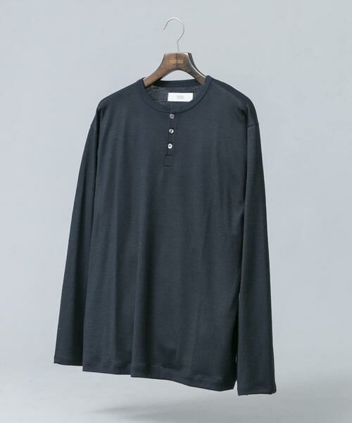 URBAN RESEARCH ROSSO / アーバンリサーチ ロッソ Tシャツ | 『マシンウォッシャブル』ハイクオリティウールヘンリーネックTシャツ（ネイビー）