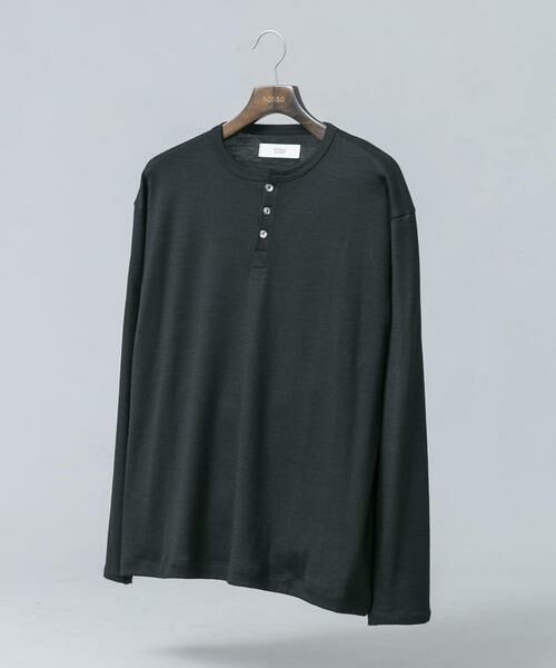 URBAN RESEARCH ROSSO / アーバンリサーチ ロッソ Tシャツ | 『マシンウォッシャブル』ハイクオリティウールヘンリーネックTシャツ（ブラック）