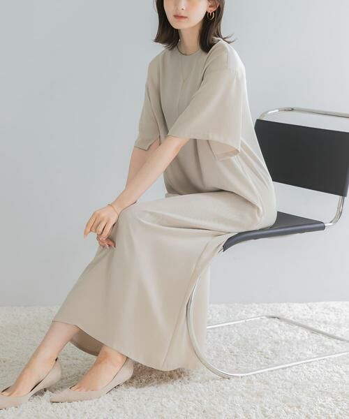 URBAN RESEARCH ROSSO / アーバンリサーチ ロッソ ワンピース | ツイルサテンバックファスナーワンピース（ライトベージュ）