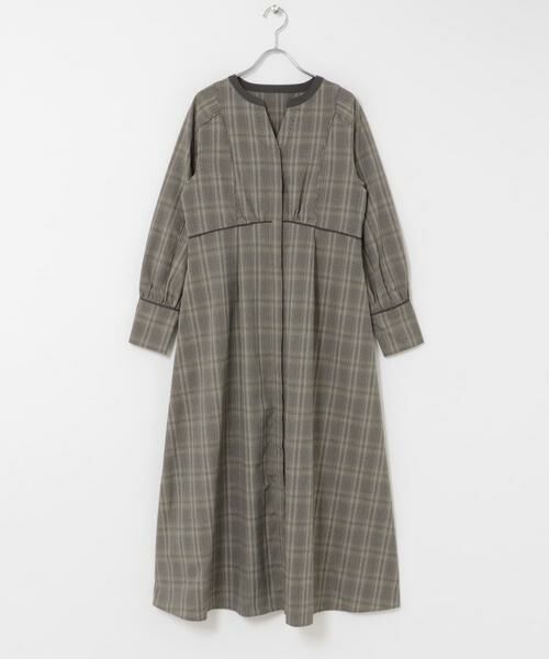 URBAN RESEARCH ROSSO / アーバンリサーチ ロッソ ワンピース | 『一部WEB限定カラー』バイカラーチェックナローワンピース（ブラウン）