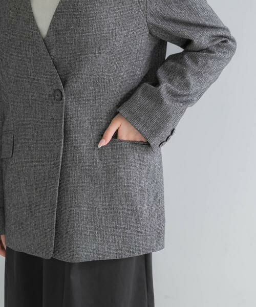 URBAN RESEARCH ROSSO / アーバンリサーチ ロッソ ノーカラージャケット | シルクネップVネックジャケット | 詳細25