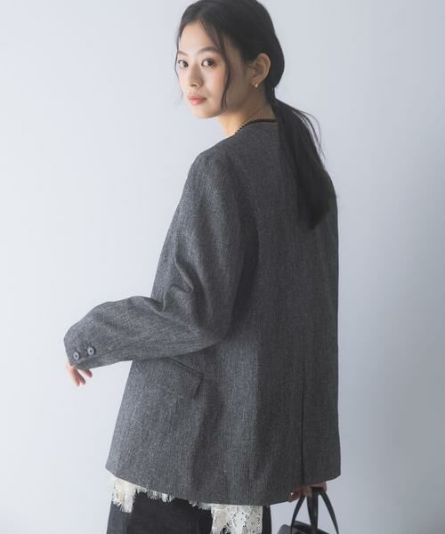 URBAN RESEARCH ROSSO / アーバンリサーチ ロッソ ノーカラージャケット | シルクネップVネックジャケット | 詳細17