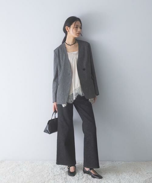 URBAN RESEARCH ROSSO / アーバンリサーチ ロッソ ノーカラージャケット | シルクネップVネックジャケット | 詳細18
