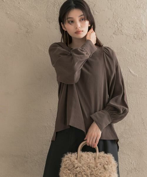 URBAN RESEARCH ROSSO / アーバンリサーチ ロッソ シャツ・ブラウス | 『WEB/一部店舗限定』ギャザーショルダーバックリボンブラウス（ブラウン）