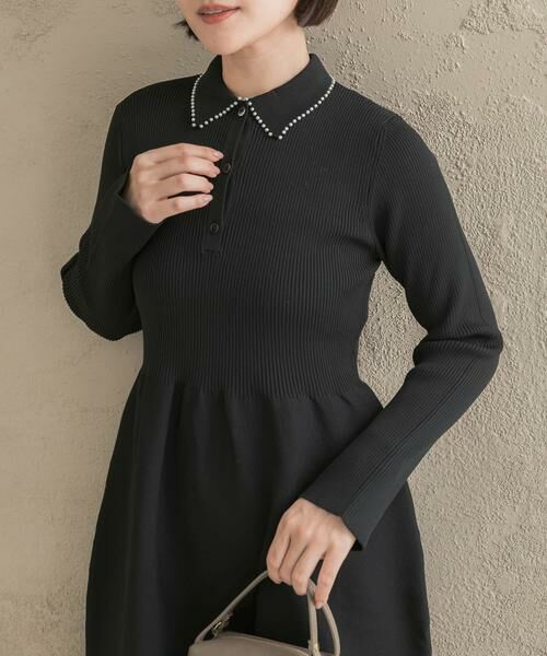URBAN RESEARCH ROSSO / アーバンリサーチ ロッソ ワンピース | 『WEB/一部店舗限定』パールトリムフォルムニットワンピース | 詳細14