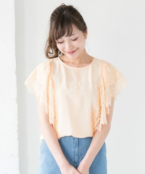 ＊＊URBAN RESEARCH ROSSO / アーバンリサーチ ロッソ シャツ・ブラウス | フリルレース切り替えブラウス（PINK）