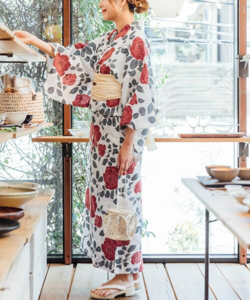 ＊＊URBAN RESEARCH ROSSO / アーバンリサーチ ロッソ 着物・浴衣・小物類 | 綿麻ゆかた 薔薇（赤）