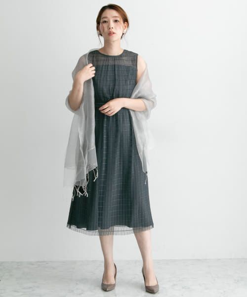 ＊＊URBAN RESEARCH ROSSO / アーバンリサーチ ロッソ ドレス | ボーダーチュールドレス（G/CHARCOAL）