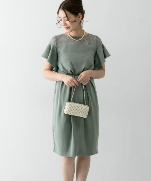 ＊＊URBAN RESEARCH ROSSO / アーバンリサーチ ロッソ ドレス | デコルテレースフリルドレス（SMOKYMINT）