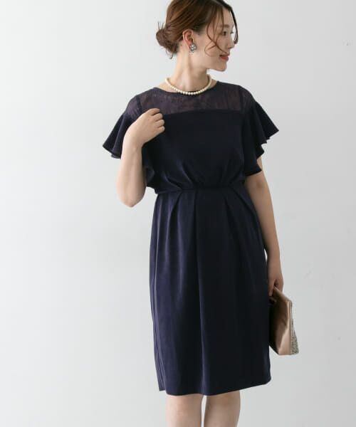 【美品】URBAN RESEARCH ROSSOネイビー レースドレス URBAN RESEARCH ROSSO エプロンレースネイビードレス (S〜M) を