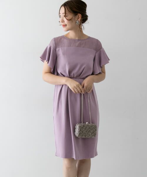 ＊＊URBAN RESEARCH ROSSO / アーバンリサーチ ロッソ ドレス | デコルテレースフリルドレス（SMOKYLILAC）