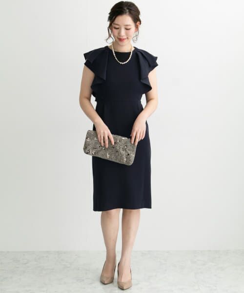 ＊＊URBAN RESEARCH ROSSO / アーバンリサーチ ロッソ ドレス | 変形フリルコクーンドレス（NAVY）