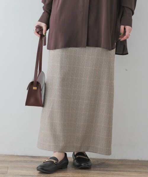 ＊＊URBAN RESEARCH ROSSO / アーバンリサーチ ロッソ スカート | F by ROSSO　チェックロングスカート∴（BEIGE）