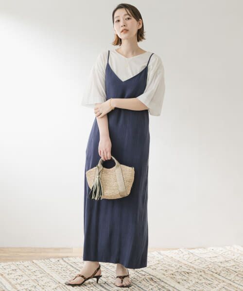 新品 URBAN RESEARCH リネンレーヨン刺繍ワンピース BLUE F URBAN RESEARCH（アーバンリサーチ）の「リネンレーヨン刺繍