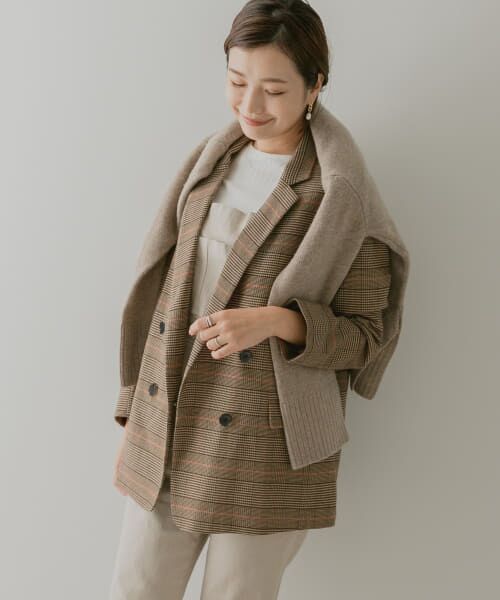 【美品】 アーバンリサーチロッソ チェックダブルテーラードジャケット セール】 F by ROSSO チェックダブルテーラードジャケット