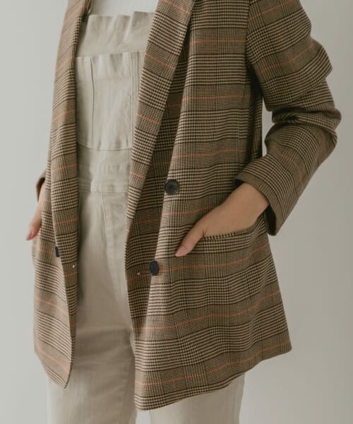 【美品】 アーバンリサーチロッソ チェックダブルテーラードジャケット セール】 F by ROSSO チェックダブルテーラードジャケット