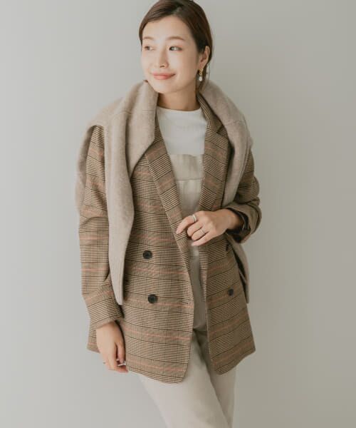 セール】 F by ROSSO チェックダブルテーラードジャケット