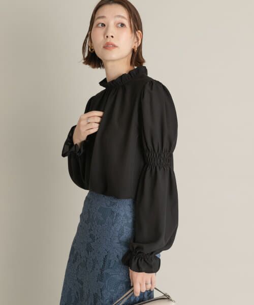 ＊＊URBAN RESEARCH ROSSO / アーバンリサーチ ロッソ シャツ・ブラウス | F by ROSSO　シャーリングスリーブブラウス（BLACK）