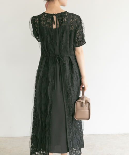 kaene　リボンチュールエプロンドレス　ROSSO ロッソ　ブラック　カエン 楽天市場】【SALE／50%OFF】kaene リボンチュールエプロンドレス