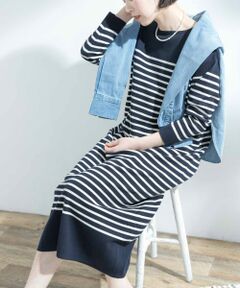 F by ROSSO　パネルボーダーミラノリブワンピース