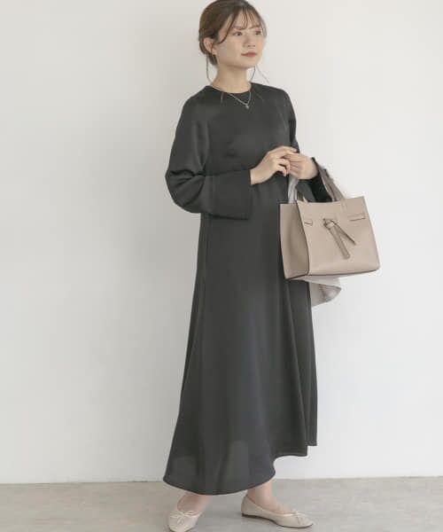 ＊＊URBAN RESEARCH ROSSO / アーバンリサーチ ロッソ ドレス | サッカーサテンドレス（black）