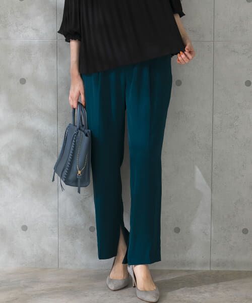 ＊＊URBAN RESEARCH ROSSO / アーバンリサーチ ロッソ その他パンツ | ウォッシャブルインサイドスリットイージーパンツ（DARK GREEN）