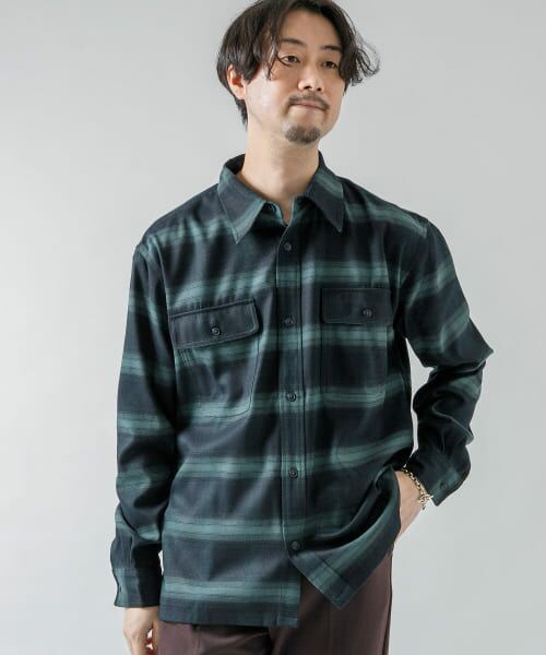 LIBIRO.リベイロ、オンブレーネルチェックシャツ オンブレーネル