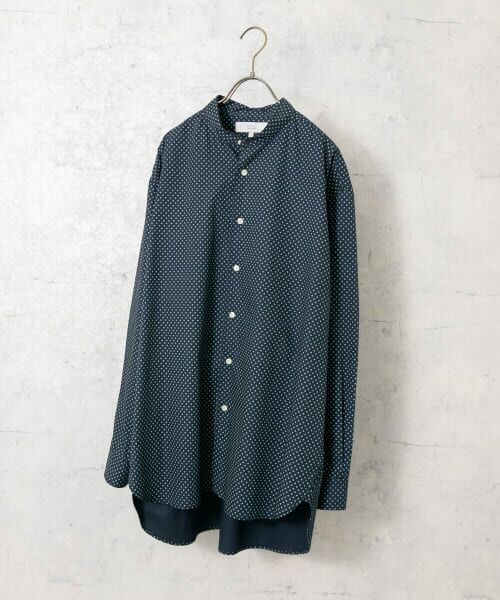【週末限定価格】ARTS&SCIENCE バンドカラーシャツ ネイビー 小花柄 CRAFT STANDARD BOUTIQUE ブラウス シャツ 「追加7」バンド