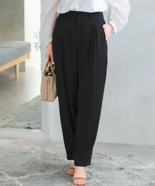 ＊＊URBAN RESEARCH ROSSO / アーバンリサーチ ロッソ その他パンツ | イージーセミワイドツータックスラックス（BLACK）