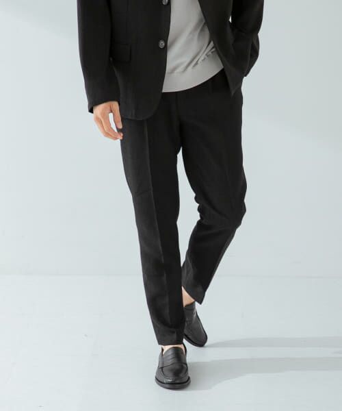 ＊＊URBAN RESEARCH ROSSO / アーバンリサーチ ロッソ スラックス・ドレスパンツ | 『XLサイズあり』『セットアップ対応』サマーツイードテーパードパンツ（BLACK）