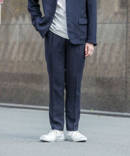 ＊＊URBAN RESEARCH ROSSO / アーバンリサーチ ロッソ スラックス・ドレスパンツ | 『XLサイズあり』『セットアップ対応』サマーツイードテーパードパンツ（NAVY）