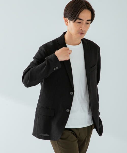 ＊＊URBAN RESEARCH ROSSO / アーバンリサーチ ロッソ テーラードジャケット | 『XLサイズあり』『セットアップ対応』サマーツイードテーラードジャケット（BLACK）
