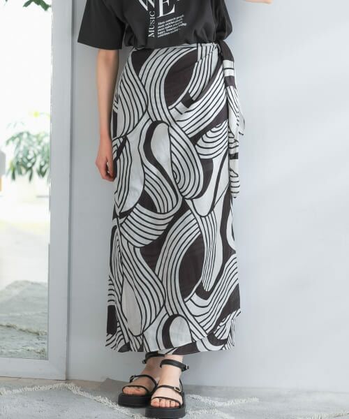 ＊＊URBAN RESEARCH ROSSO / アーバンリサーチ ロッソ スカート | ESLOW　WRAP SKIRT（BEGBLACK）
