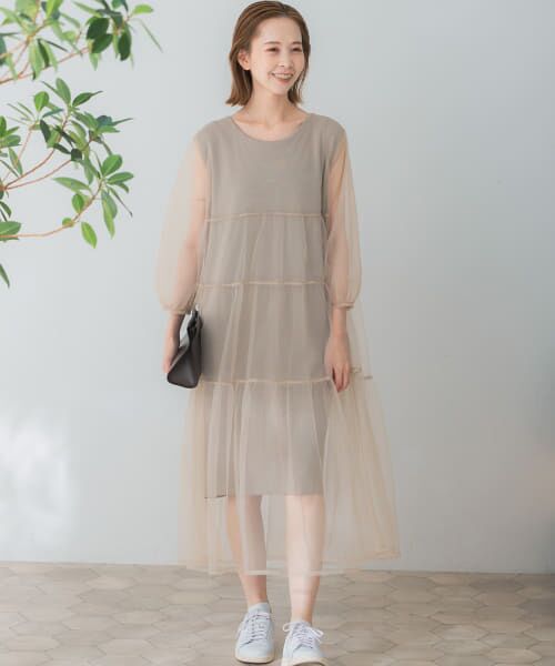 ＊＊URBAN RESEARCH ROSSO / アーバンリサーチ ロッソ ワンピース | TORRAZZO DONNA　ニット×オーガンジーリバーシブルワンピース（BEIGE）