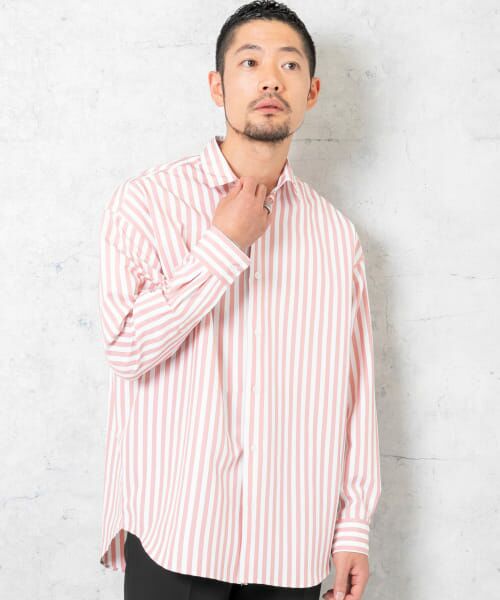 ＊＊URBAN RESEARCH ROSSO / アーバンリサーチ ロッソ シャツ・ブラウス | 『XLサイズあり』リラックスブロードビッグストライプシャツ（DUSTY PINK）