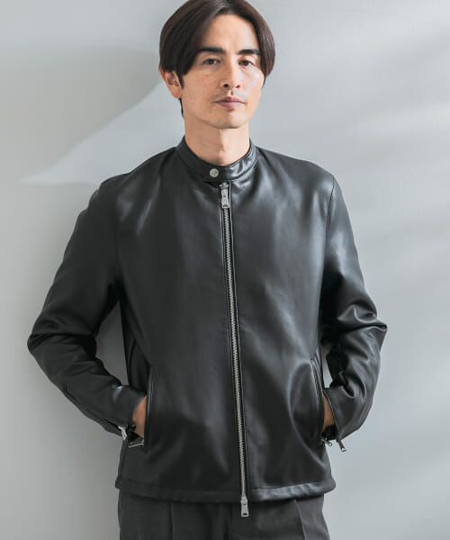 URBAN RESEARCH ブラックレザーシングルライダースジャケット L セール】 『XLサイズあり』フェイクレザーシングルライダース