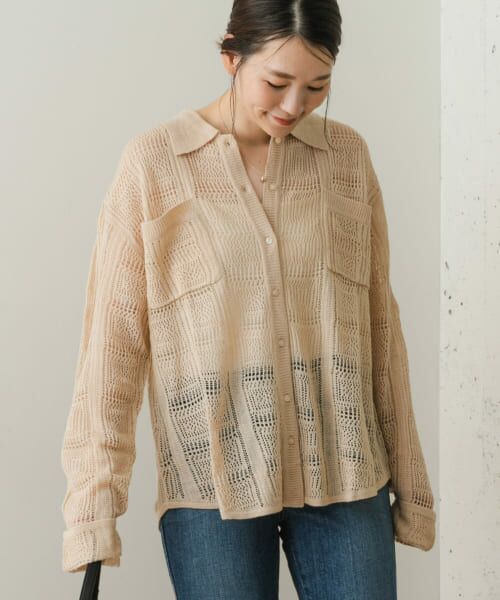 セール】 F by ROSSO 柄編みニットシャツ （ニット・セーター