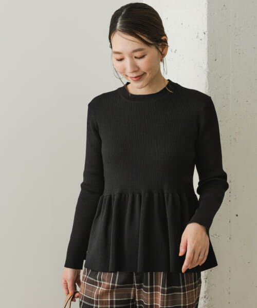 ＊＊URBAN RESEARCH ROSSO / アーバンリサーチ ロッソ ニット・セーター | F by ROSSO　ウォッシャブルペプラムニット（BLACK）