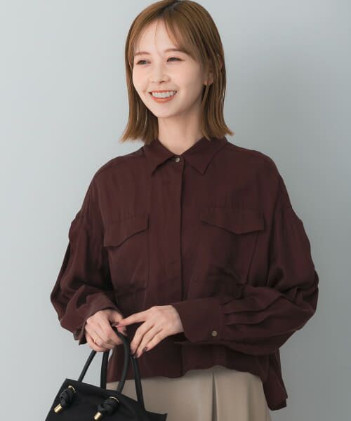 ＊＊URBAN RESEARCH ROSSO / アーバンリサーチ ロッソ シャツ・ブラウス | タックスリーブクロップドキュプラシャツ（BROWN）