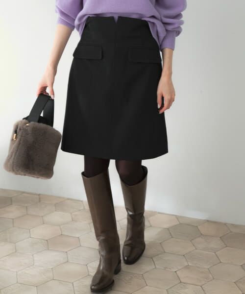 ＊＊URBAN RESEARCH ROSSO / アーバンリサーチ ロッソ スカート | ポケット台形ミニスカート（BLACK）