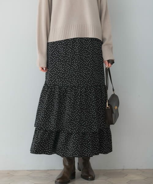 ＊＊URBAN RESEARCH ROSSO / アーバンリサーチ ロッソ スカート | デザインティアードスカート（BLACK DOT）