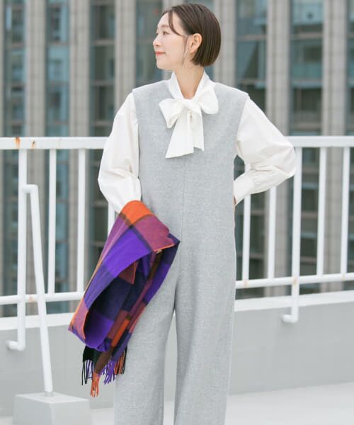 ＊＊URBAN RESEARCH ROSSO / アーバンリサーチ ロッソ サロペット・オールインワン | 『34サイズも展開』『UR TECH』F by ROSSO　ウールライクキーネックオールインワン（L/GRAY）