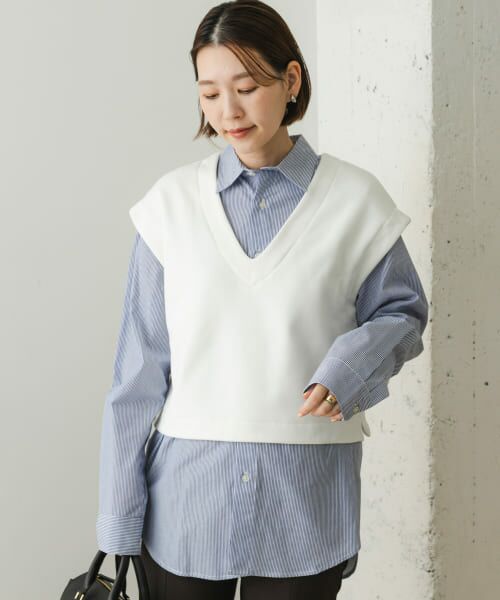 ＊＊URBAN RESEARCH ROSSO / アーバンリサーチ ロッソ Tシャツ | F by ROSSO　ボンバーヒートショートジレ（WHITE）