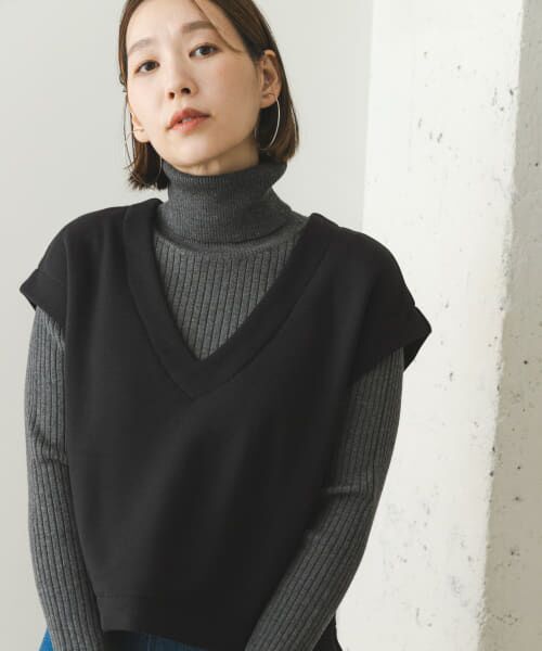 ＊＊URBAN RESEARCH ROSSO / アーバンリサーチ ロッソ Tシャツ | F by ROSSO　ボンバーヒートショートジレ（NAVY）