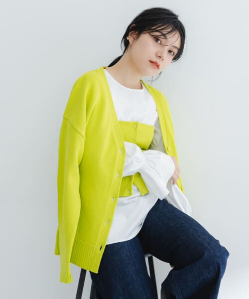 ＊＊URBAN RESEARCH ROSSO / アーバンリサーチ ロッソ カーディガン・ボレロ | ウエストシェイプカーディガン（lime）