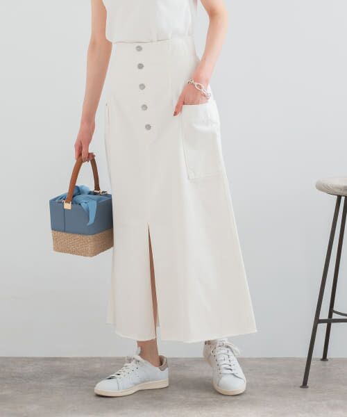 ＊＊URBAN RESEARCH ROSSO / アーバンリサーチ ロッソ スカート | ボタンデニムスカート（white）